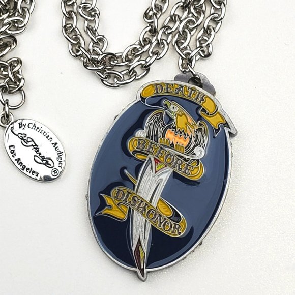 ED HARDY VINTAGE Style Necklace /Dagger Necklace/ Hard Rock Accessories - Picture 1 of 7